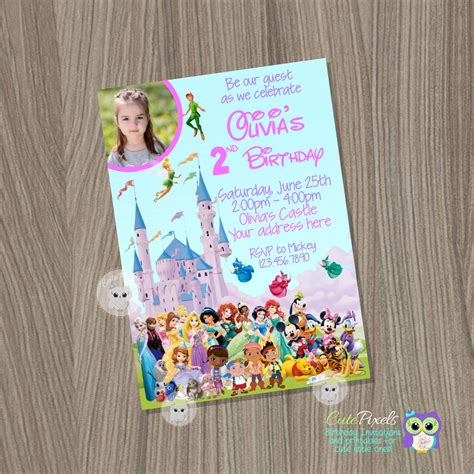 Disney Castle Invitation Disney Characters Invitation Disney Princess