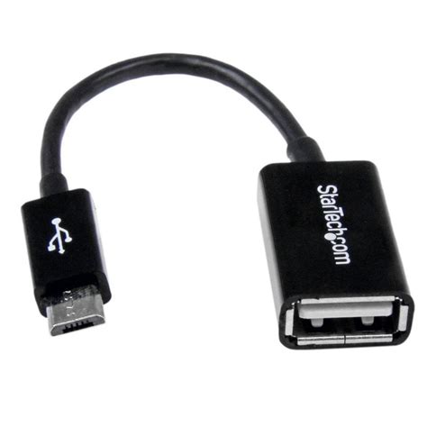 Startech Adaptador Micro USB Macho A USB Hembra OTG 12cm Negro