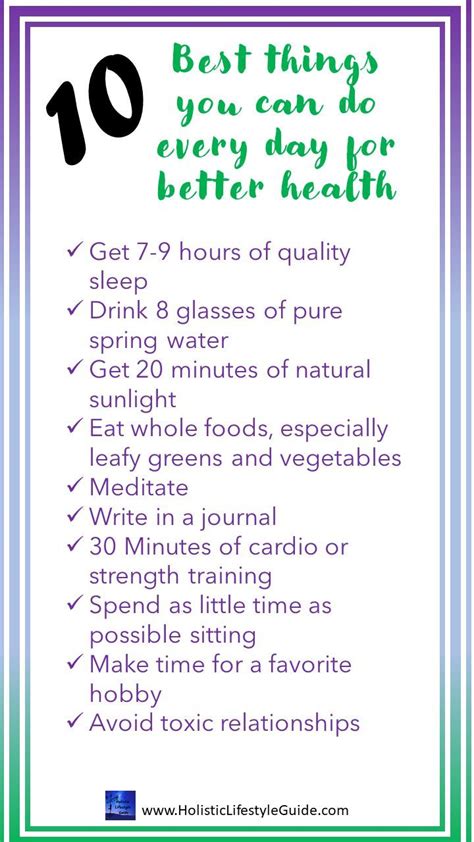 10 Best Things You Can Do Every Day For Better Health Health And Wellness Infographic Health