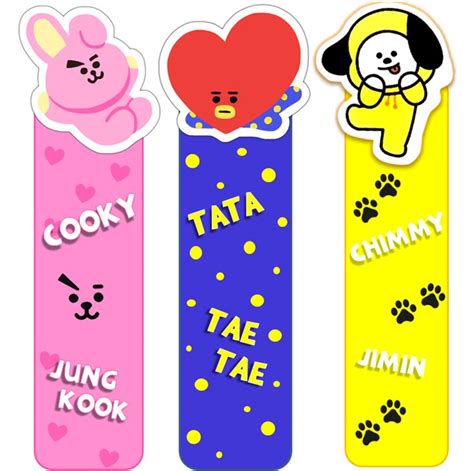 Three Bookmarks With Cartoon Characters On Them And The Words Cooky