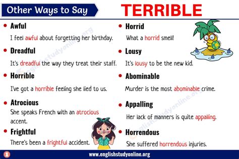 Terrible Synonym List Of 20 Useful Synonyms For The Word Terrible