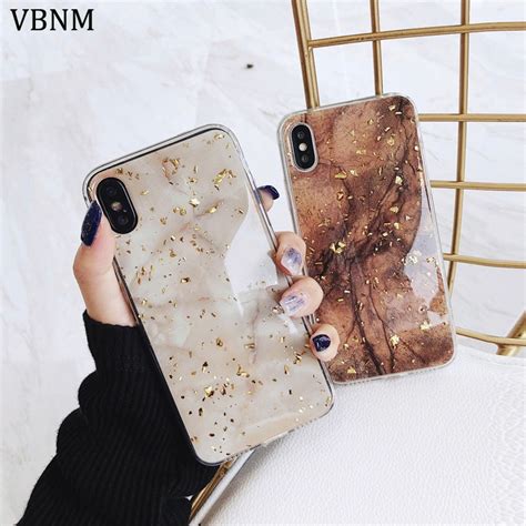 Luxury Gold Foil Bling Marble Phone Case For Iphone X Xs Max Xr Soft