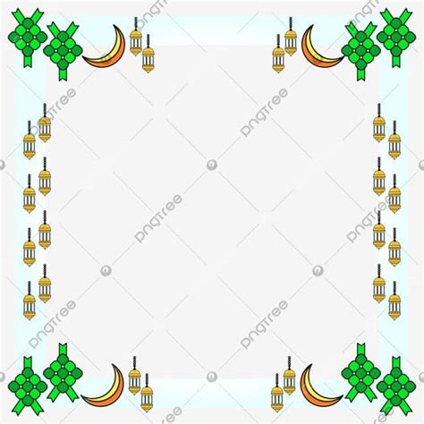 Idul Fitri Vector Hd Png Images Idul Fitri Frame Border With Ketupat Food And Lantern Border
