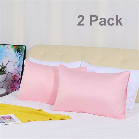 Soft Silky Satin Pillowcases For Hair And Skin 2 Pack Pillow Case Covers With Envelope Pink