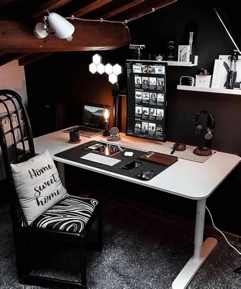 Dark Aesthetic Desk Setup On The Attic Little Nook For Working From
