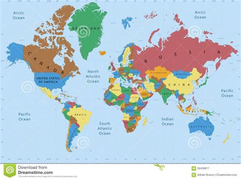 World Map With Countries Labeled And Capitals