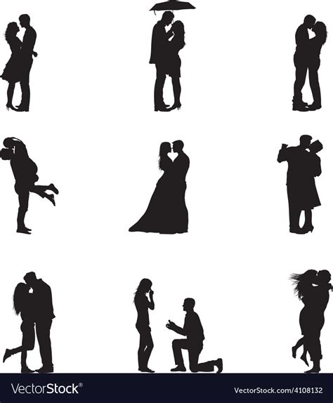 Black Silhouette Couples In Love Royalty Free Vector Image