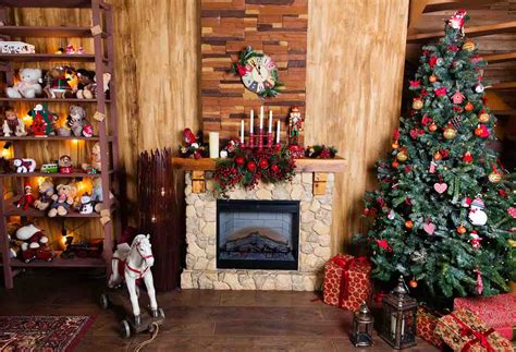 Buy Cheap Fox Affordable Christmas Fireplace Trees Vinylfabric Photo