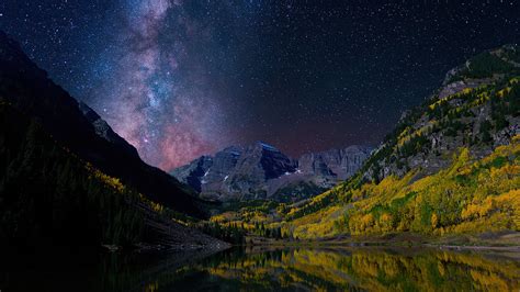 Milky Way On Starry Night Landscape 4k Hd Nature