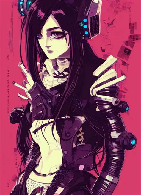 Portrait Of Beautifull Anime Goth Maiden Cute Face Stable Diffusion
