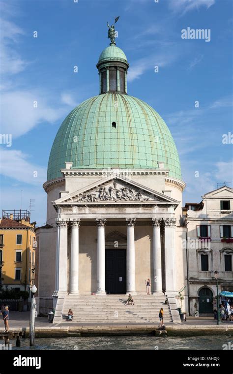 Copper Dome On The Church Of San Simeon Piccolo Venice Italy Stock