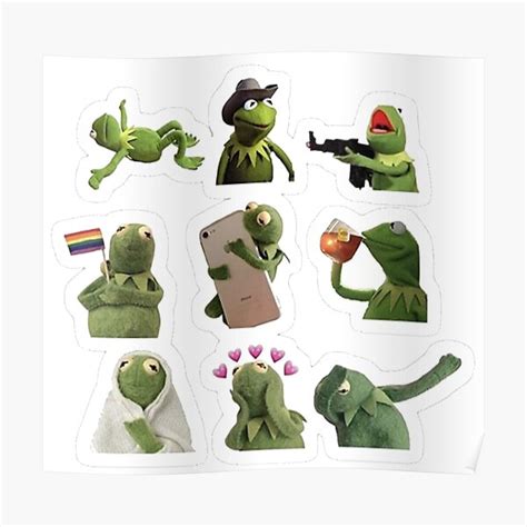 Kermit Meme Sticker Pack Sticker Poster For Sale By Gabrielya Redbubble