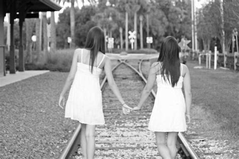 Sisters Hold Hands Photography White Dress Fashion