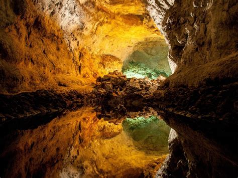 Nature Mirrors Reflections Caves Canary Islands Wallpaper