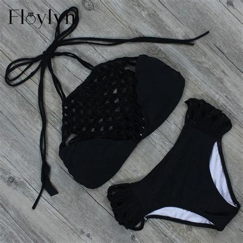 Floylyn Hot Sexy Bikini Set Solid Swimwear Women Beach Bathing Suit