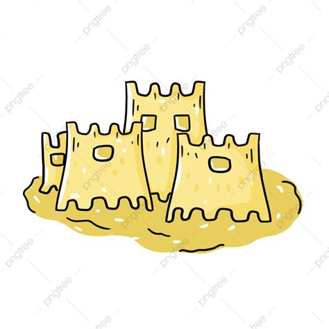 Sand Castle Png Image Yellow Simple Beach Cartoon Sand Castle Yellow