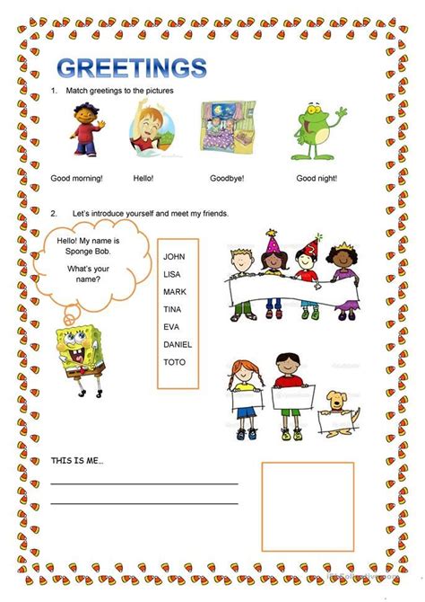 Greetings And Introduce Yourself English Esl Worksheets For Distance