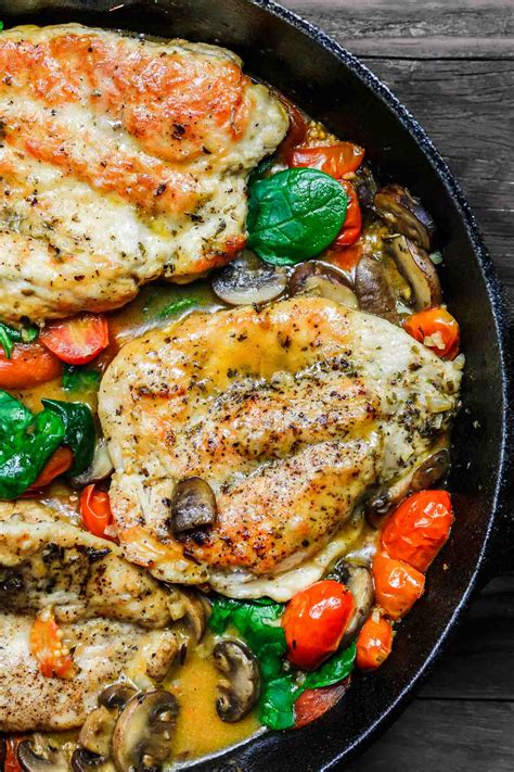 Italian Style Skillet Chicken With Tomatoes And Mushrooms The