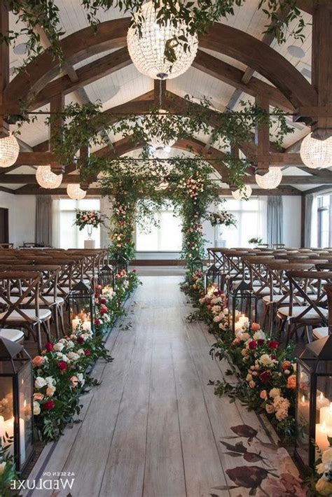 Industrial Wedding Altar And Aisle Decoration Ideas Roses Rings