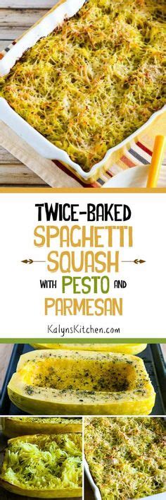 Twice Baked Spaghetti Squash With Pesto And Parmesan Recipe Food