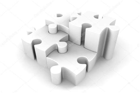 3d Puzzle Pieces In White Interlocking — Stock Photo © Plampy 10065236