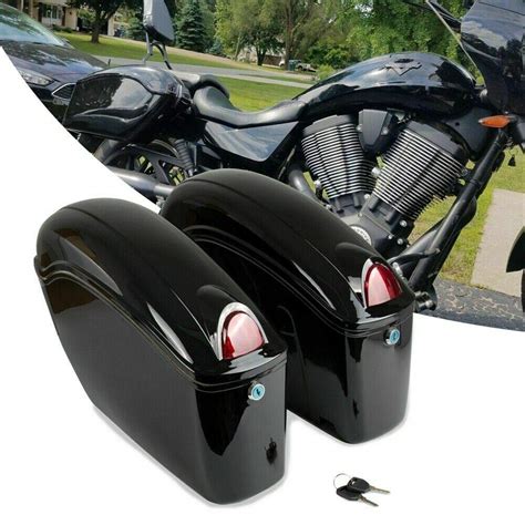 Black Motorcycle Sidecases Hard Saddle Bags Fits Most