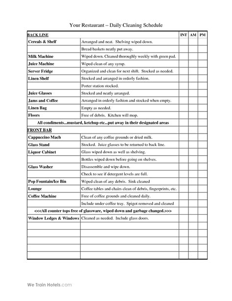 Kitchen sanitation checklist fill out and sign printable pdf. Cleaning Schedule Template For Restaurant | printable ...