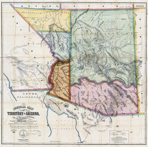 First Map Of Arizona Territory 1865 Photograph By Daniel Hagerman