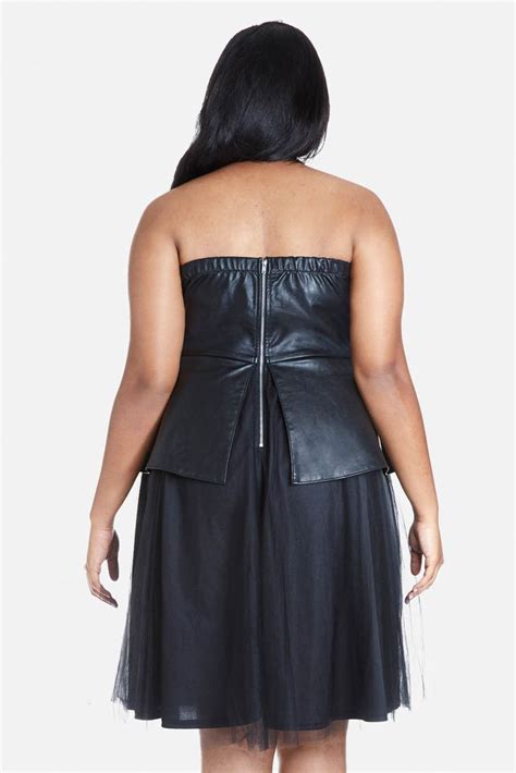 Plus Size Sidney Strapless Faux Leather Dress Plus Size Dresses