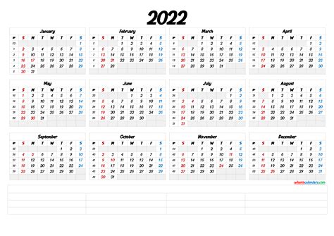 2022 Calendar Printable Pdf Landscape Pdf Image