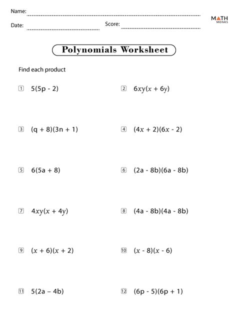 Operations With Polynomials Worksheet Answers