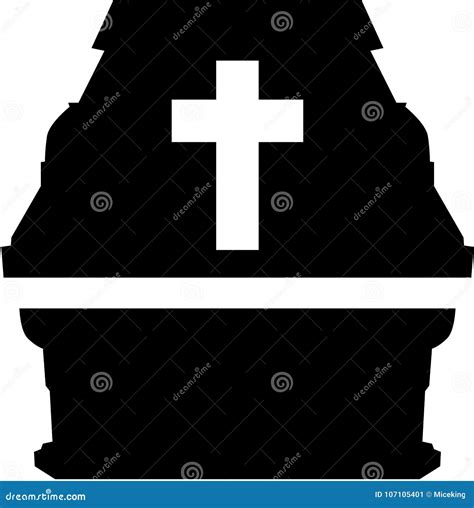Casket With Cross Stock Vector Illustration Of Silhouette 107105401