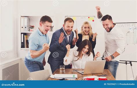 Happy Business People Team Celebrate Success In The Office Stock Image