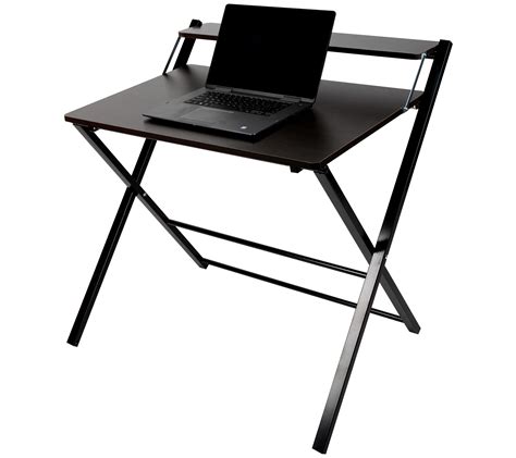 Mind Reader Portable Folding Office Table 2 Tier Brown