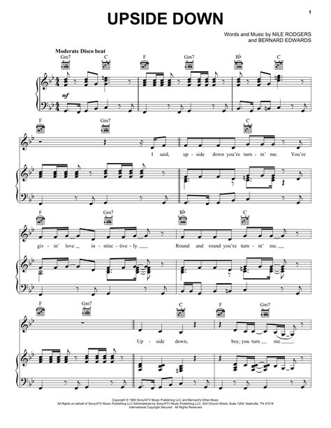 Partition Piano Upside Down De Diana Ross Piano Voix Guitare Mélodie Main Droite