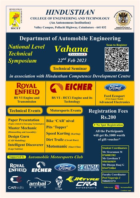 vahana 2023 hindusthan college of engineering and technology automobile engineering symposium