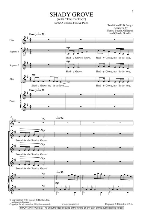 Download Shady Grove With The Cuckoo Sheet Music By American Folk