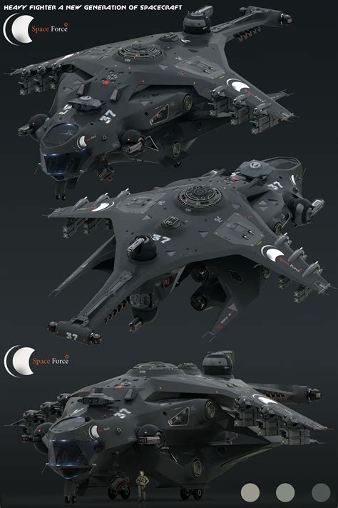 Artstation Heavy Fighter For Space Force Oshanin Dmitriy Space Ship Concept Art Concept