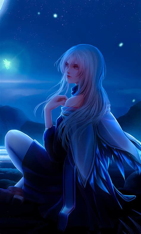 Anime Girl And The Moon Wallpapers Wallpaper Cave