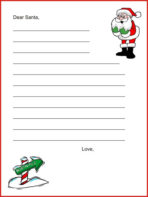 Dear Santa Letter In Blank Letter Writing Template For