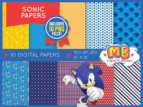 Sonic Digital Paper Sonic Digital Paper And 10 Free Png Etsy