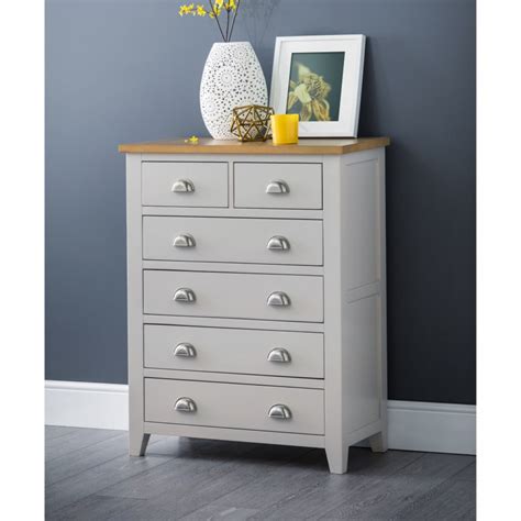 Chest Of Drawers Richmond Grey And Oak 6 Drawer Bedroom Chest Ric302