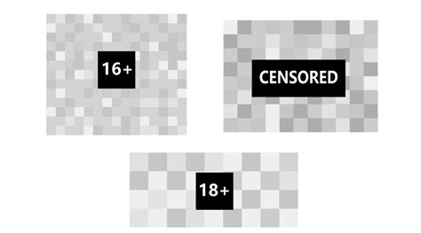 Set Of Pixel Censored Signs Elements 18 Plus Black Censor Bar Concept