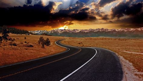 Mountains Road Nature Wallpaper