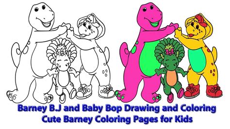 The Barney Bj And Baby Bop Drawing And Coloring Cute Barney Coloring