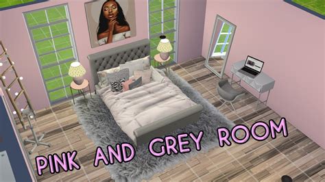 The Sims 4 Speed Build Girly Pink And Gray Room Cc Links Youtube