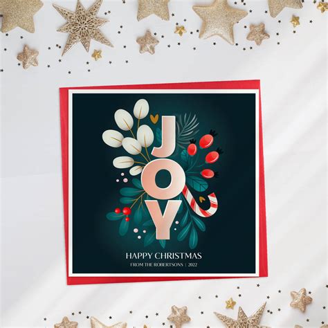 Personalised Joy Christmas Card By Lisa Marie Designs