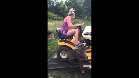 Blonde Girl Lawn Mower Melt Down Fail YouTube