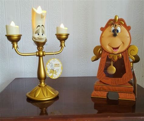 Disney Parks Beauty And The Beast Cogsworth Clock And Lumiere Light Up