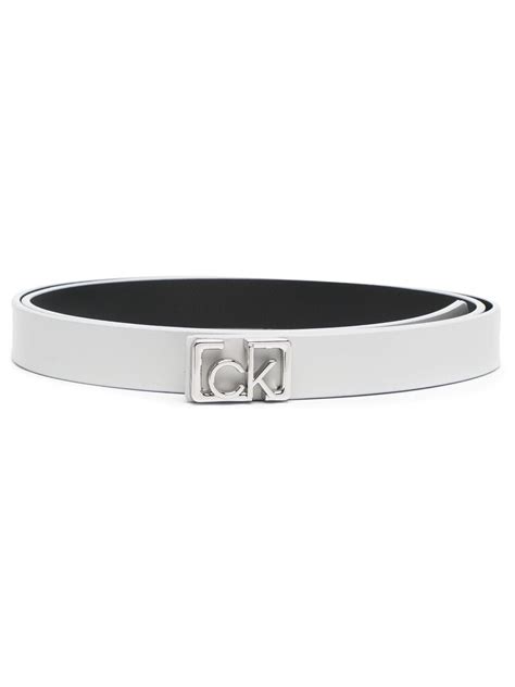 Calvin Klein Logo Buckle Belt In Grey Modesens